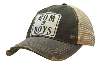 "Mom Of Boys" Distressed Trucker Cap