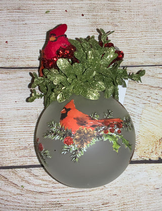 Kissing Krystal Glass Cardinal Ornament