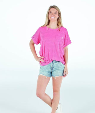 Simply Southern Short Sleeve Tee Terry Hot Pink