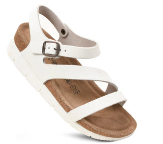 Aerothotic Ares Memory Foam Leather Platform Sandals White 1421