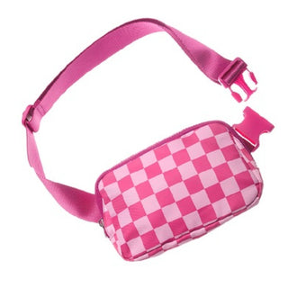 Zenana Everywhere Crossbody Fanny Pack Belt Bag Pink Checkered