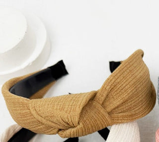 Love and Repeat Solid Knotted Headband Brown