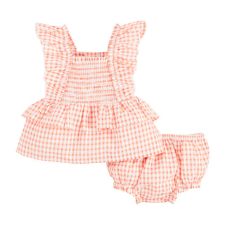 Mudpie Check Smocked Pinafore Set