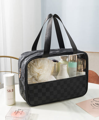 Zenana Checkered Travel Clear Bag Black