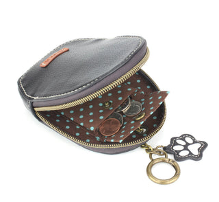 Chala Mini Coin Purse Keychain Pawprint Black 638