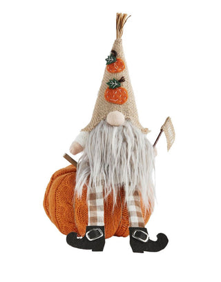 Mudpie Harvest Gnome on Pumpkin