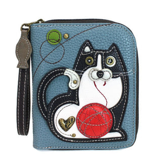Chala Zip Around Wallet Blue Fat Cat 839