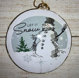 Vintage Snowman Disc Ornament Style 4
