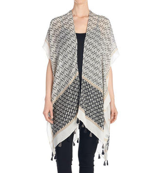 Coco + Carmen Bora Bora Ruana - Black Tile Print 2014006