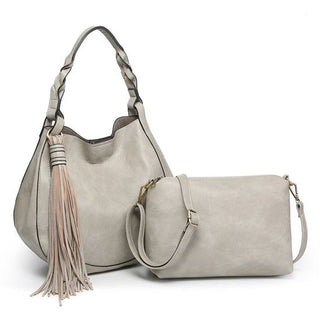 Jen & Co Eloise Large Tassel Hobo Light Grey M2180