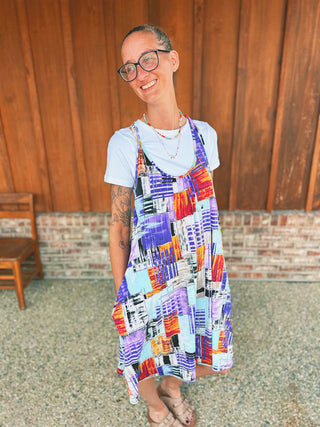 Sew in Love Tank Dress Purple Blue
