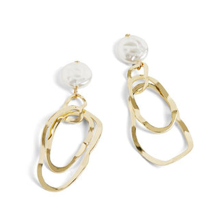 Whispers Gold Pearl Wave Earrings WN004565