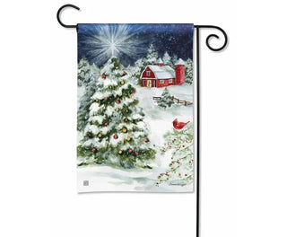 Red Barn Christmas Garden Flag