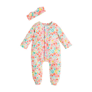 Mudpie Rainbow Floral Sleeper & Headband Set