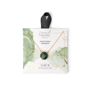 Soul Stacks Intentions Pendant African Green Jade Luck