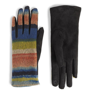 Coco & Carmen Watercolor Stripe Touchscreen Gloves Blue
