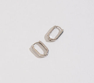 Howards Small Link Huggie Hoop Earrings Silver