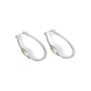 Whispers Silver Oval Hoop w/Stone Earrings WN004211
