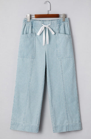 66 Disco Stripe Mid Rise Drawstring Waist Denim Jeans