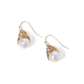 Whispers Pearl w/Wire Wrapping Earrings WN004248