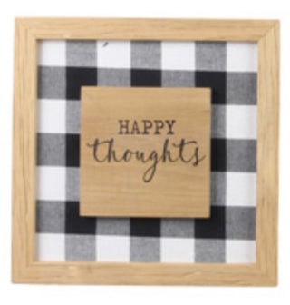 Wood Framed Black & White Wall Sign