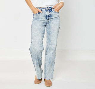 Judy Blue High Waist Mineral Wash Raw Hem Wide 88828