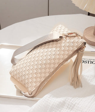 Zenana Woven Wristlet Clutch Beige Checkered