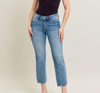 Judy Blue MR Vintage Wash Destroy Hem Kick Flare 88979
