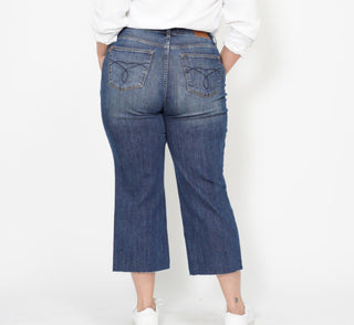 Judy Blue HW Back Pocket Embroidery Crop Wide 88873