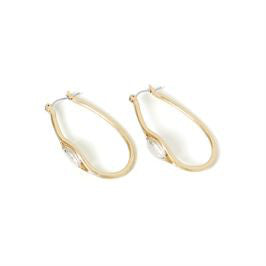 Whispers Gold Oval Hoops w/Stone WN004212