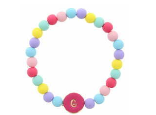 Jane Marie Kids Pink Stamped Multicolored Beaded Initial Bracelet "G"