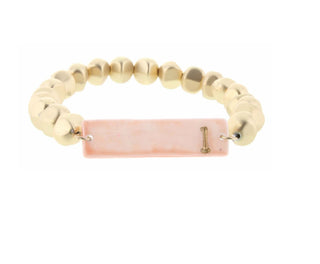 Jane Marie Gold Beaded Ceramic Initial Bracelet "L"