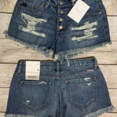 Sale Kancan Button Fly Distressed Boyfriend Shorts 7817