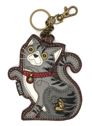 Chala 806 Key Fob/Coin Purse Tabby Cat Gray
