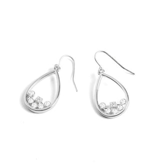Whispers Scattered Stone Teardrop Earrings Silver WN004619