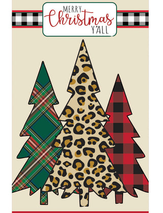 Mixed Print Christmas Trees Garden Applique Flag