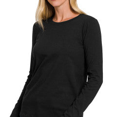 Zenana Crewneck Long Sleeve T-Shirt Black