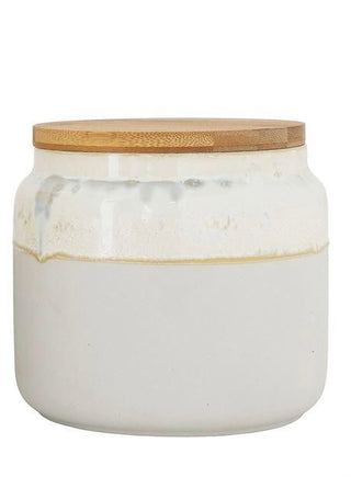 Reactive Glaze Ceramic Canister w/Bamboo Lid