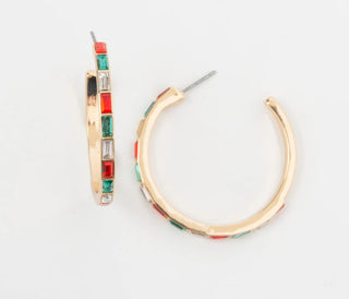 Howard’s Gold Holiday Baguette Hoop Earrings