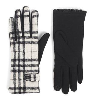 Coco + Carmen Belted Plaid Touchscreen Glove White 2136375