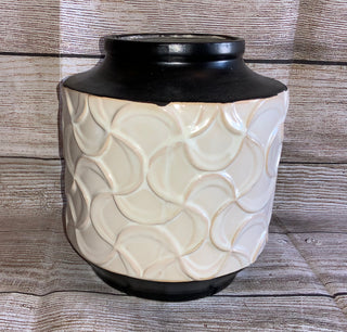 Cream & Chocolate Vase w/Embossment