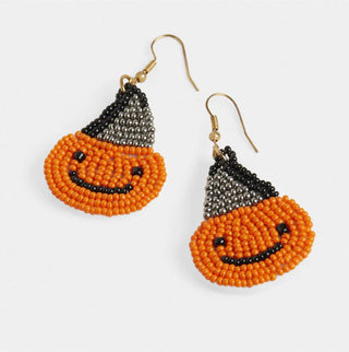 Coco & Carmen Jackie Lantern Beaded Earrings Orange