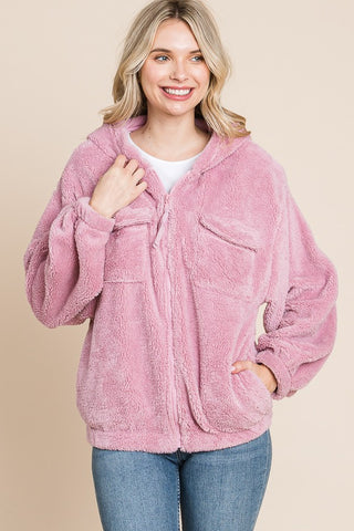 Culture Code Long Sleeve Sherpa Hoodie Ice Lilac