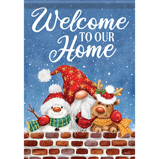 Santa Gnome & Friends Garden Flag (Welcome to our home)