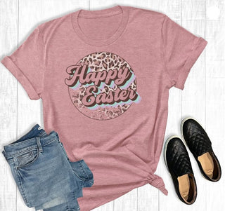 The Way Down South Leopard Happy Easter Circle T-Shirt