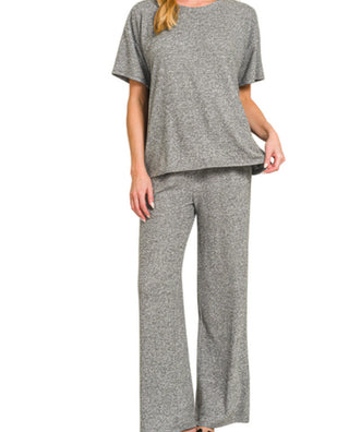 Soft Melange Short Sleeve/Pant Set Black