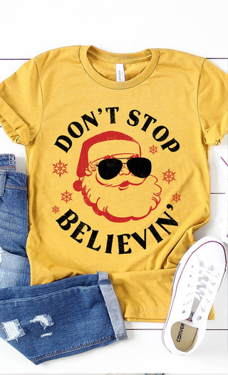 Kissed Apparel Don't Stop Believin Santa Graphic Tee