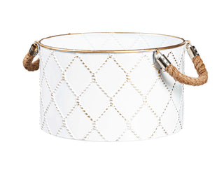 Metal Storage Bucket w/Rope Handle