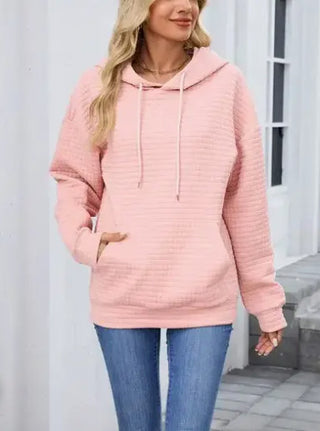 Lovesoft Waffle Knit Oversized Hoodie with Pocket Pink