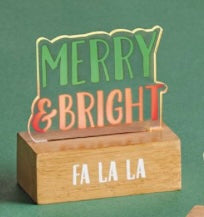 Mudpie Christmas Acrylic Light Up Merry & Bright